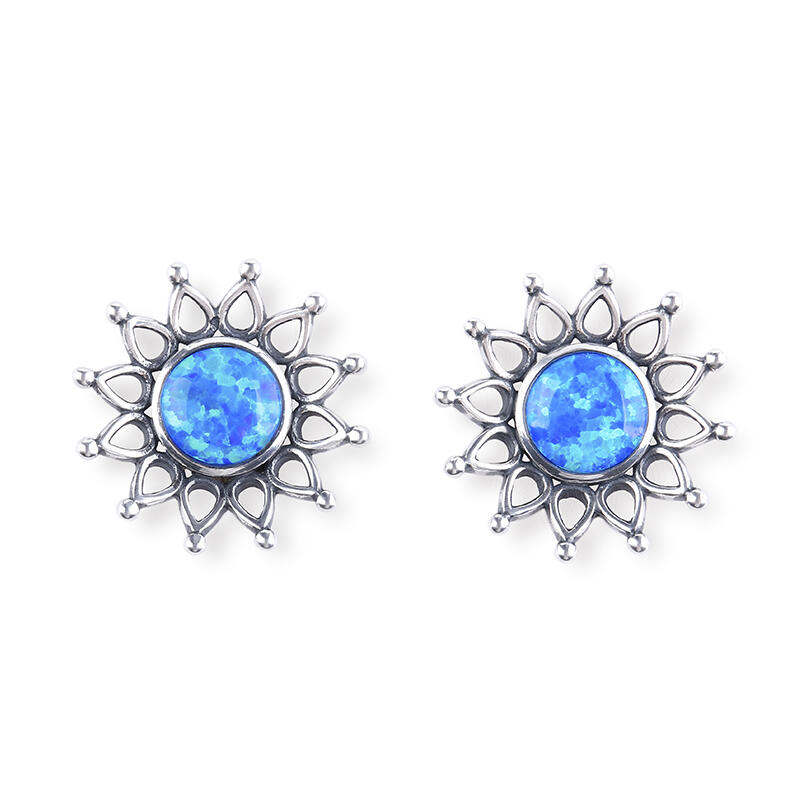 Jeulia Sunflower Opal Sterling Silver Jewelry Set