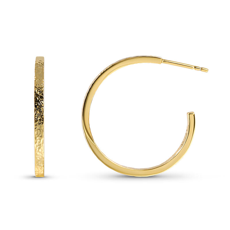 Jeulia Yellow Gold Tone Classic Sterling Silver Hoop Earrings