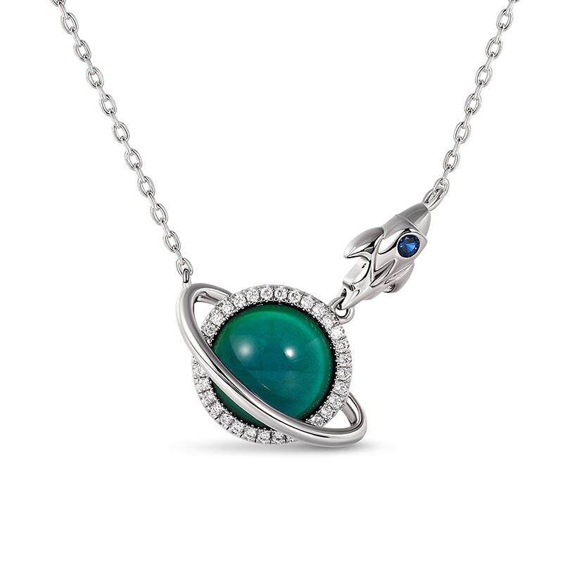 Jeulia "Creative Planet" Mood Color Changing Sterling Silver Necklace