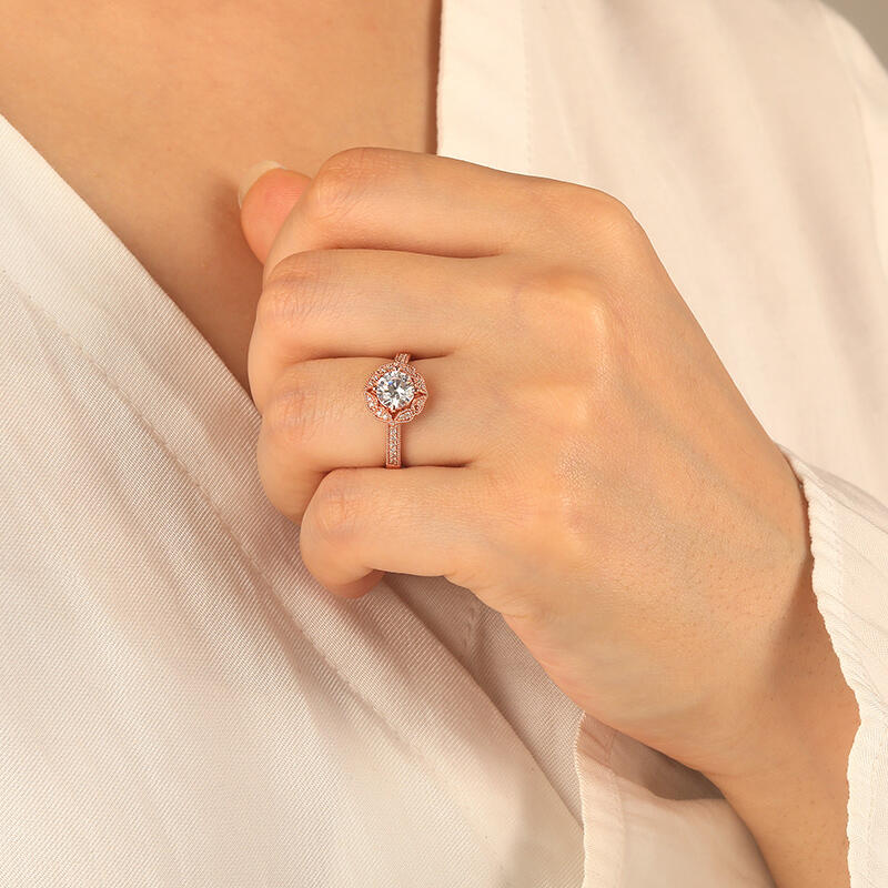 "Reines Licht" Rundschliff Halo-Verlobungsring