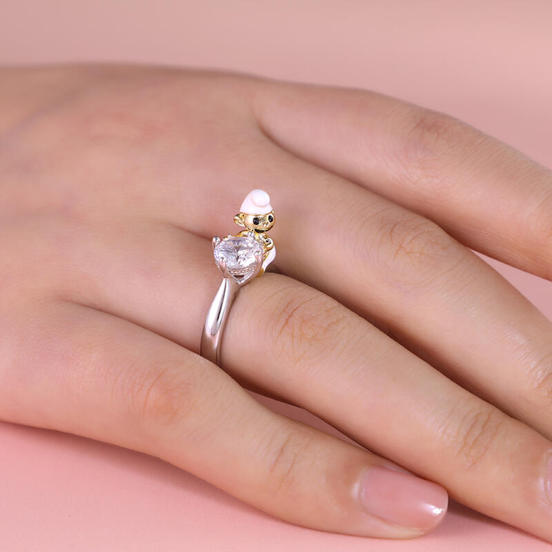Jeulia Hug Me "Little Elf" Round Cut Sterling Silver Ring