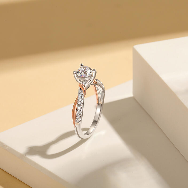 Jeulia Amore Anillo de Promesa con Corazón Bicolor