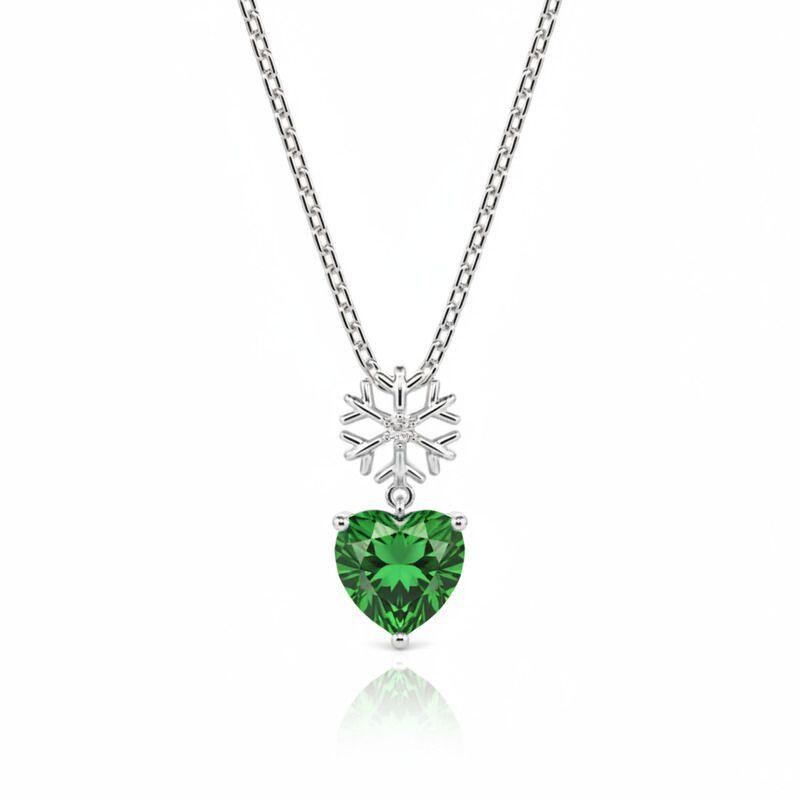 Jeulia Custom Snowflake Heart Birthstone Necklace