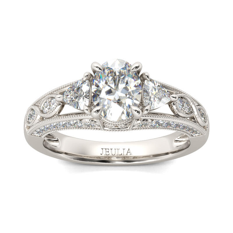 Jeulia Vintage Milgrain Oval Cut Sterling Silver Ring