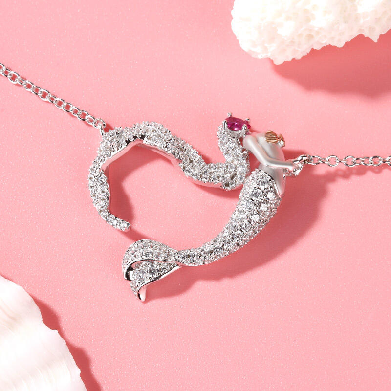 "Ocean's Light" sjöjungfrun gåva halsband i sterlingsilver för alla hjärtans dag