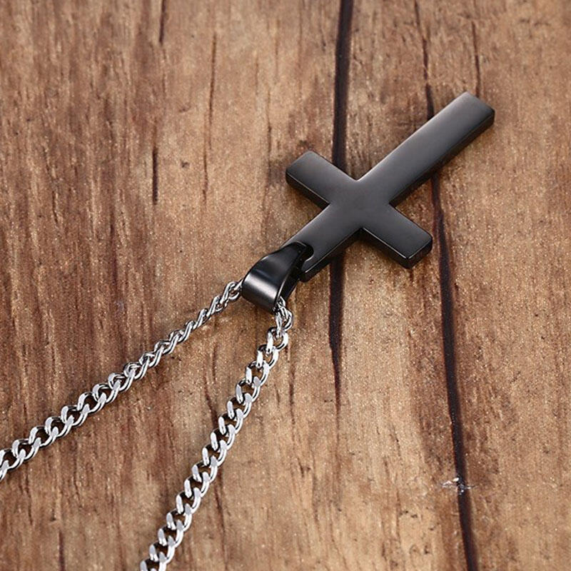 Jeulia Religious Cross Stainless Steel Men's Necklace