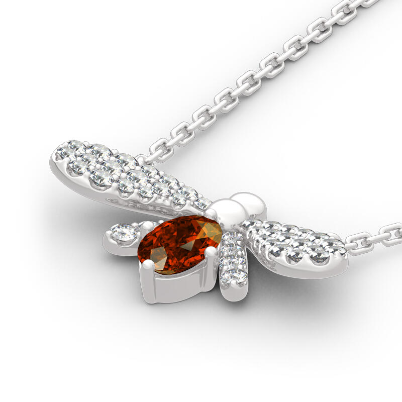 Jeulia Collar de plata de ley de talla ovalada con diseño de luciérnaga