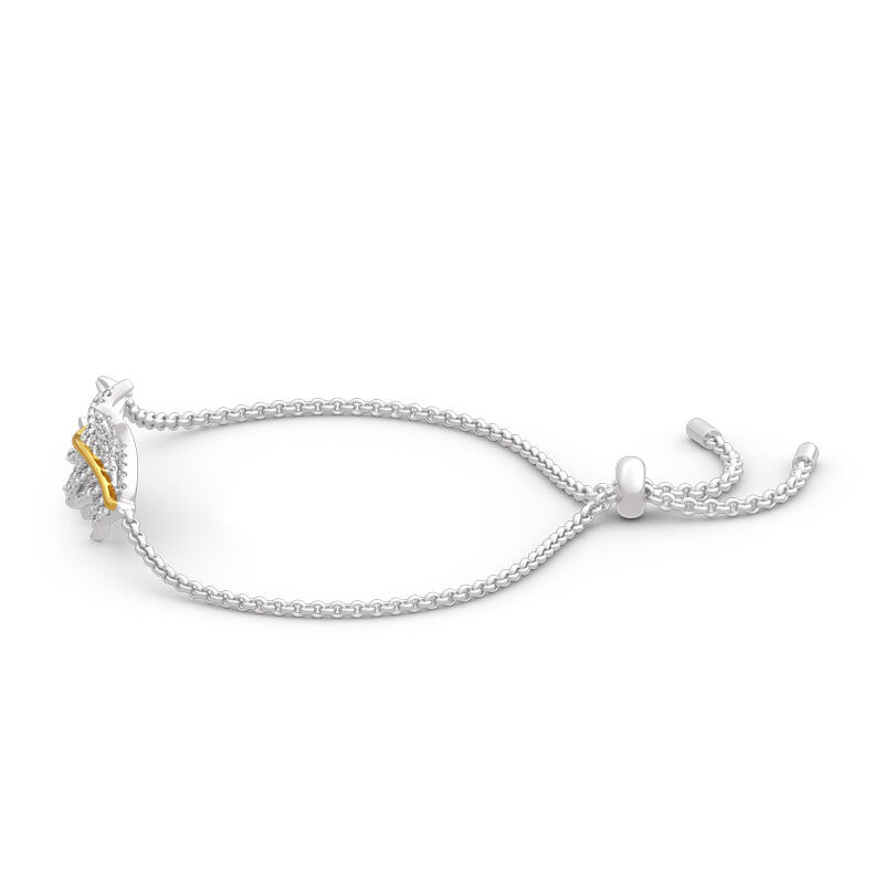 Jeulia Two Tone Feather Sterling Silver Bracelet