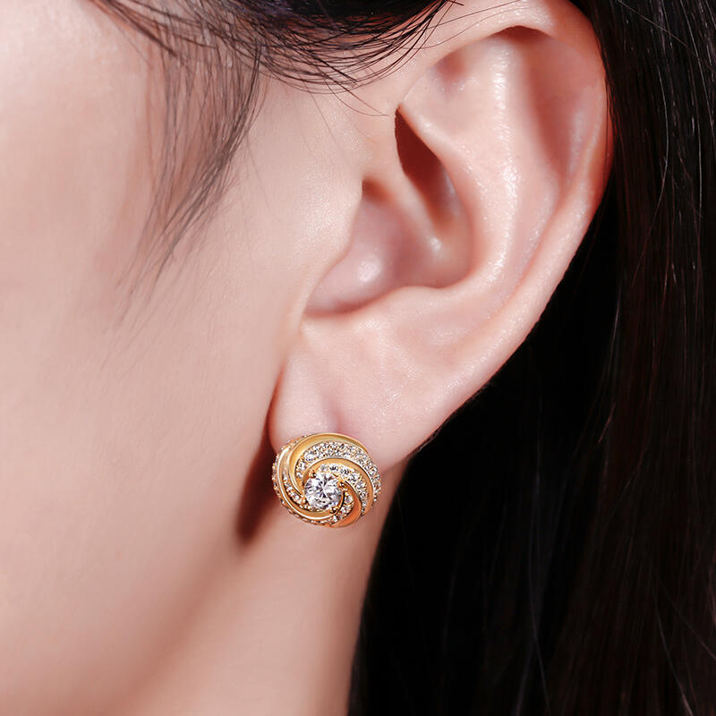 Jeulia Spiral Design Round Cut Sterling Silver Earrings