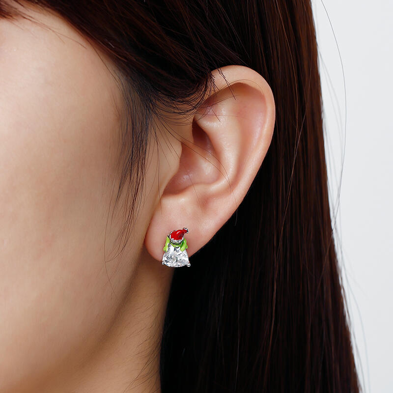 Jeulia Hug Me "Welcome Christmas" Heart Cut Sterling Silver Earrings