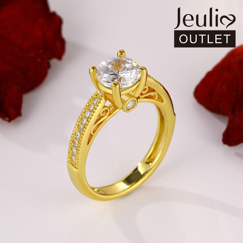 Jeulia Classic Round Cut Sterling Silver Ring