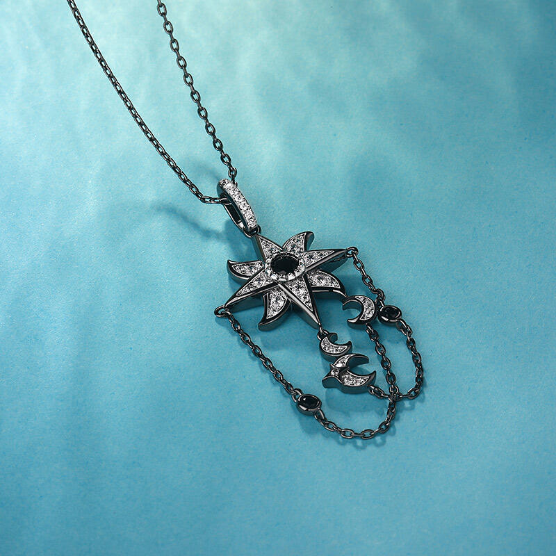 Jeulia Collar de Plata de Ley Halloween con Estrella de Ocho Puntas y Luna