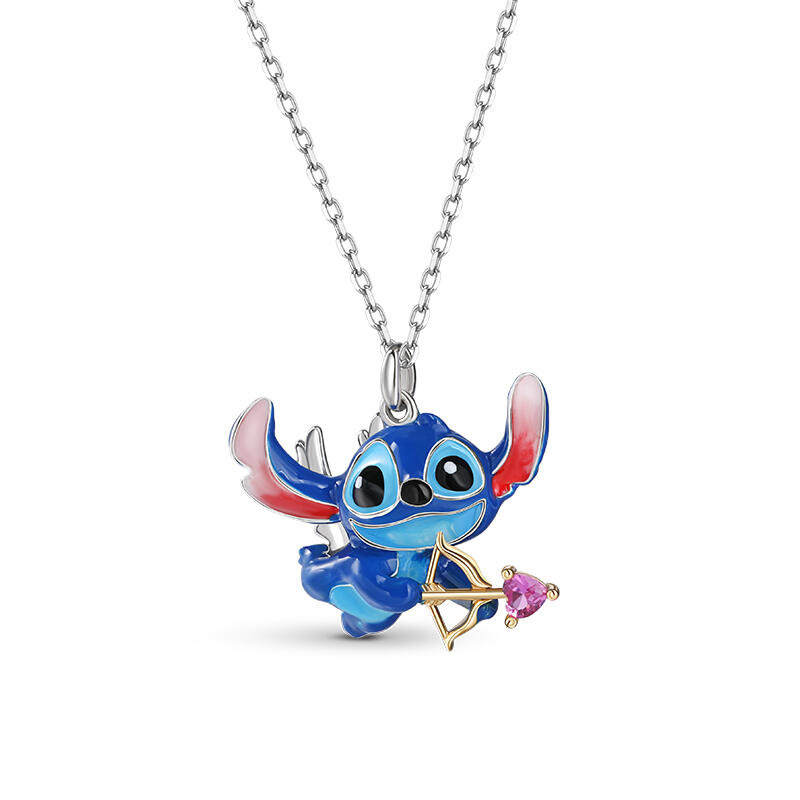 Jeulia Collar Azul de Plata Esterlina con Esmalte de Cupido con Flecha