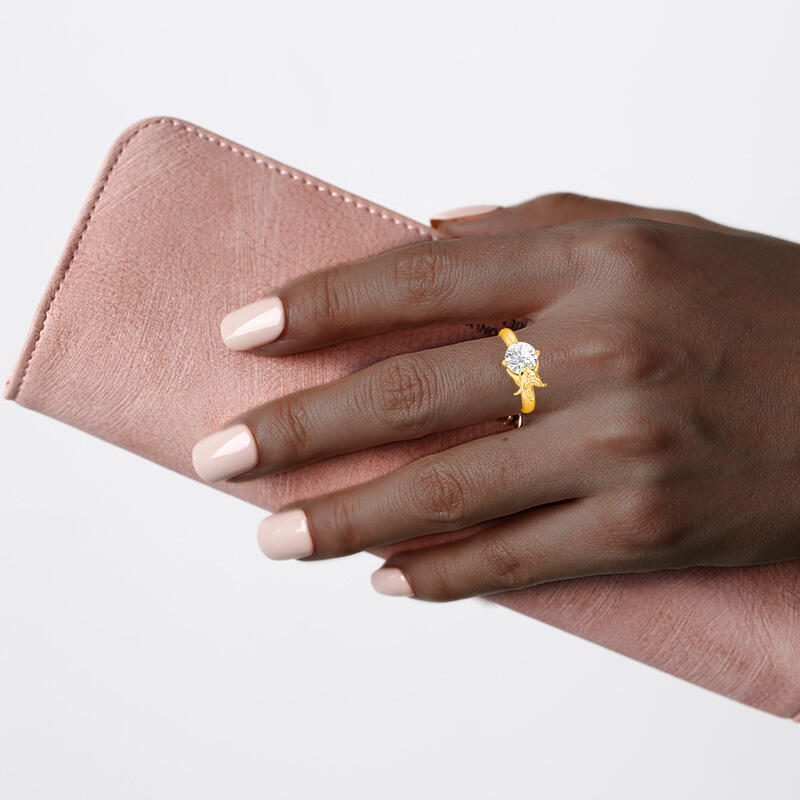 "Radiance In Legend" Round Cut Side Stone Engagement Ring