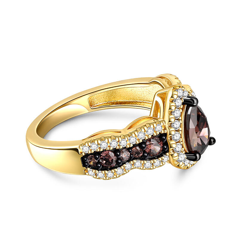 Jeulia Tvåfärgad Halo Päronslipad Sterling Silver Ring