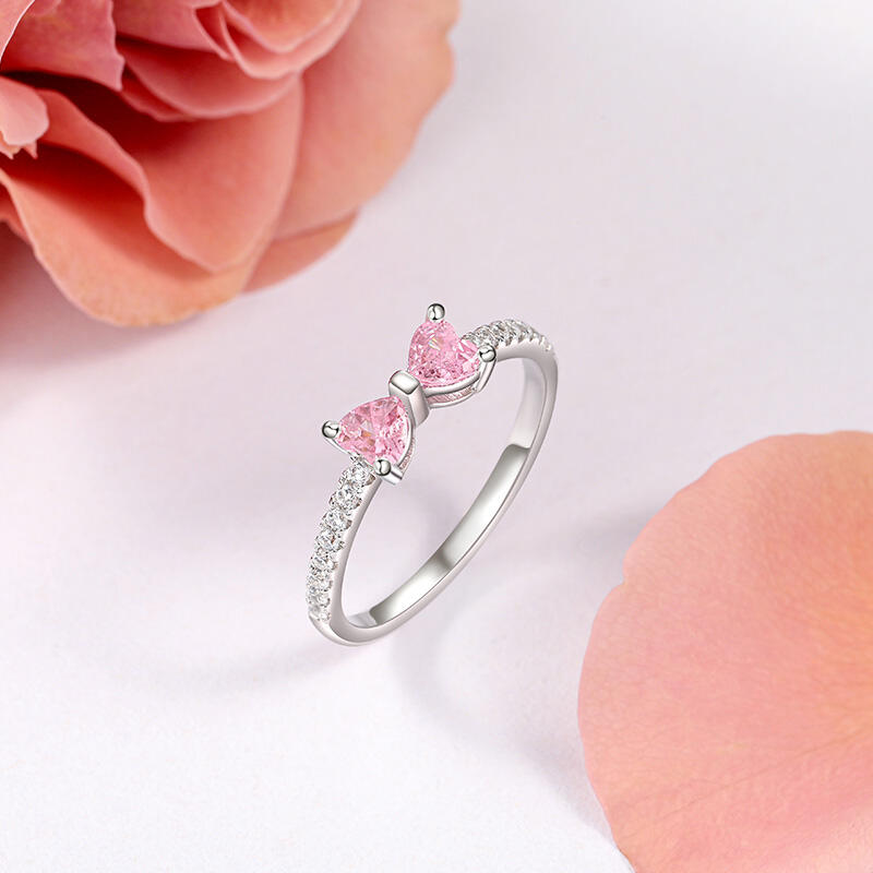 Jeulia Anillo de Promesa con Lazo Simple Personalizado con Media Eternidad