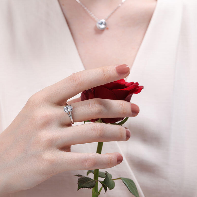 Jeulia Anillo 10K/14K/18K oro con solitario de corte ovalada