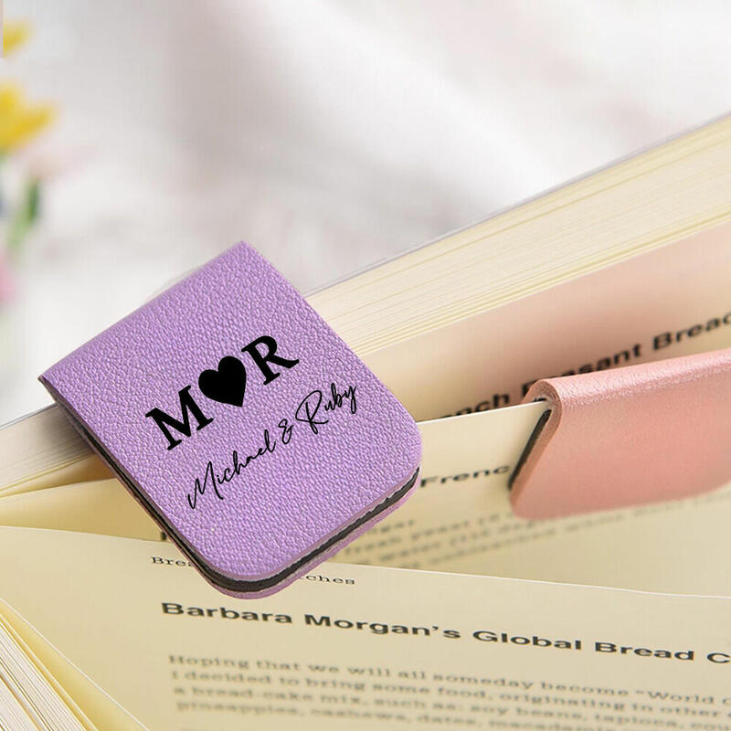 イニシャル 名入れ レザー ブックアクセサリー マグネット ブックマーク オリジナル