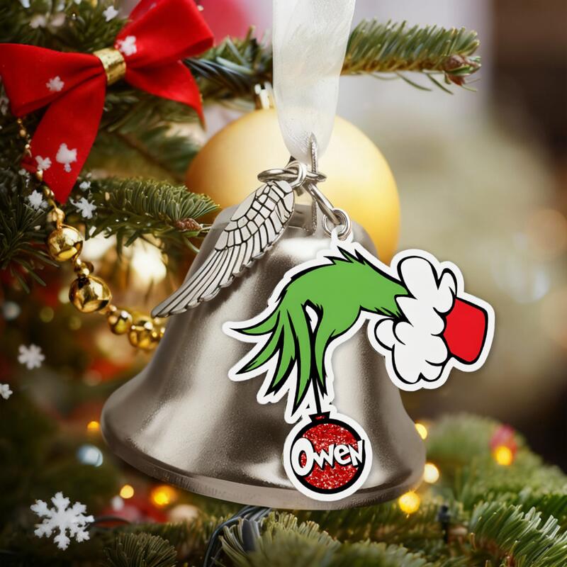 Personalized Name Bell Ornament with Hand Pattern Perfect Gift for Christmas