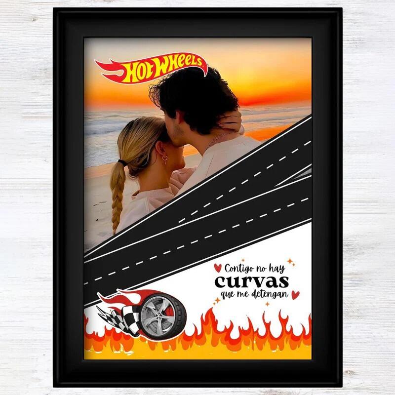 Personalized Frame Custom Toy Car and Photo Hot Wheels Design Romantic Gift for Couples