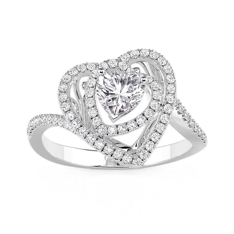 Jeulia Chic Double Halo Heart Engagement Ring