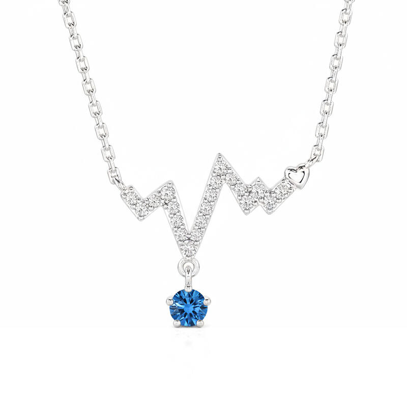 Jeulia Custom Simple Heartbeat Necklace with Birthstone