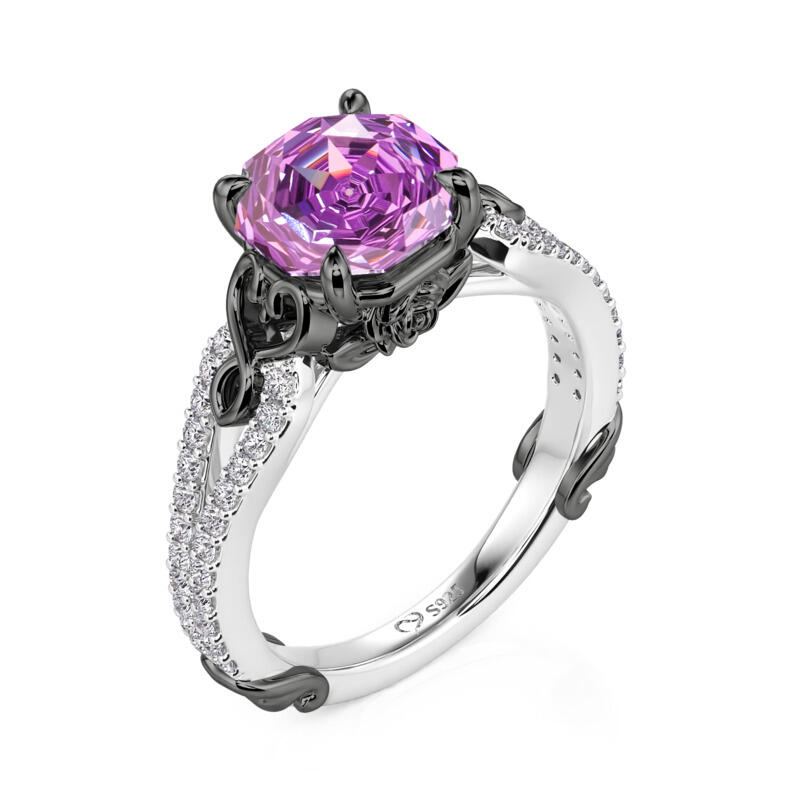 Jeulia Fashion Two Tone Infinity Rose Cut Purple Stone Ring