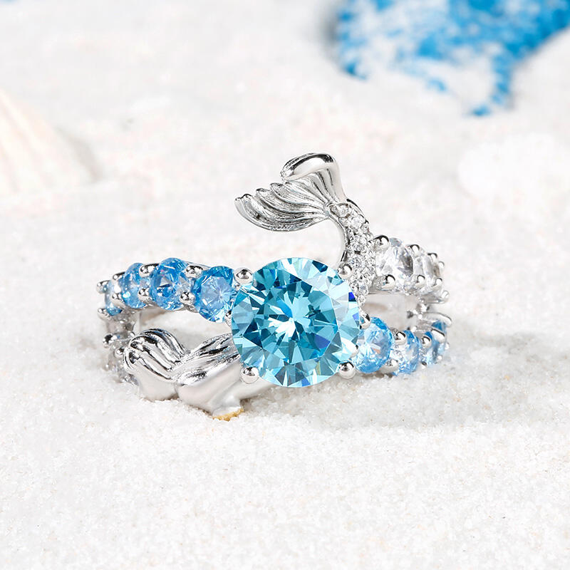 Jeulia "Goddess of the Sea" Sterling Silver Mermaid Ring