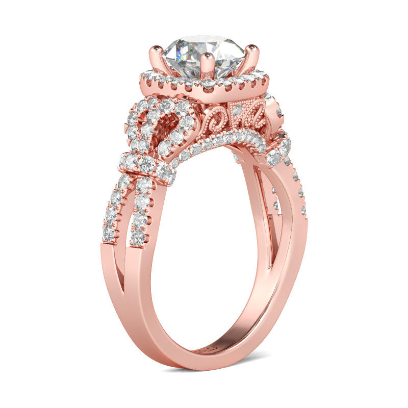 Jeulia Vintage Halo Round Cut Sterling Silver Ring