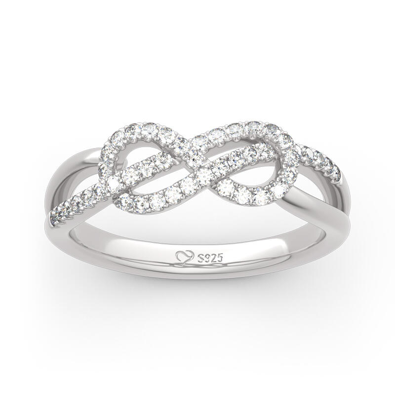 Jeulia Infinity Knot Design Sterling Silver Band