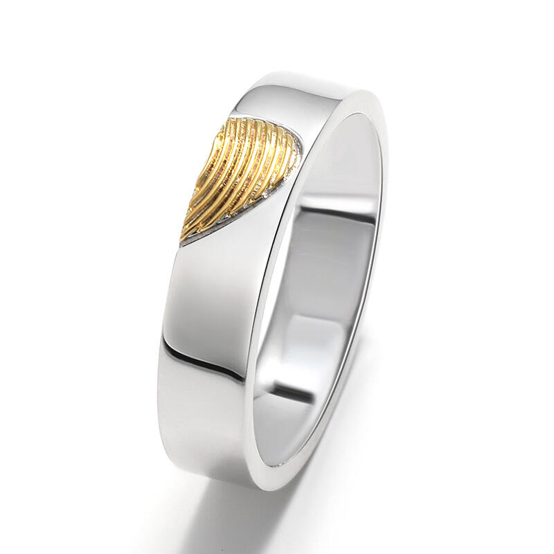 Jeulia ハート 指紋 デザイン シルバー メンズ リング