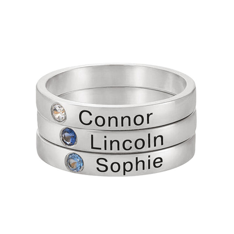 Bague pour Couple Prénom Personnalisé Pierre de Naissance