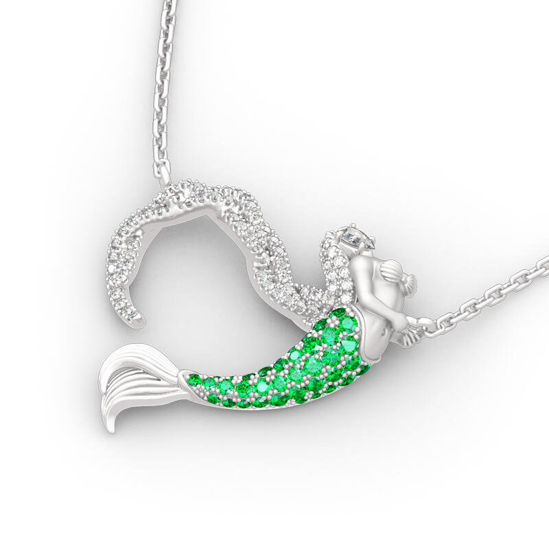 Jeulia "Ocean's Light" Sterling Silver Mermaid Gift Necklace for Valentine's Day