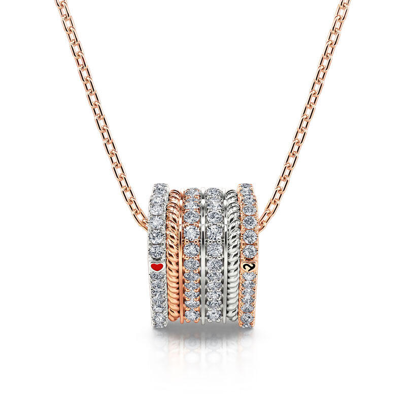 Jeulia Collar con corazón de logotipo de plata de ley