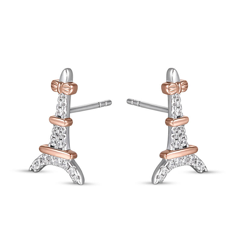 Jeulia "Romantic Paris" Eiffel Tower Sterling Silver Children's Earrings