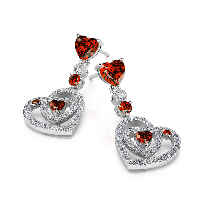 Jeulia "I Carry Your Heart" Double Heart Sterling Silver Stud Earrings