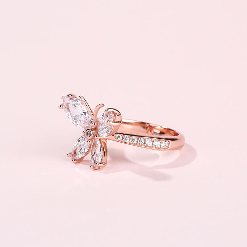 Jeulia Butterfly Shaped Sterling Silver Ring
