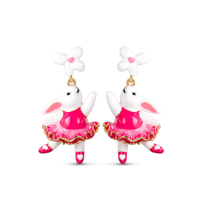 Jeulia "Enchanted Rabbit" Enamel Sterling Silver Earrings