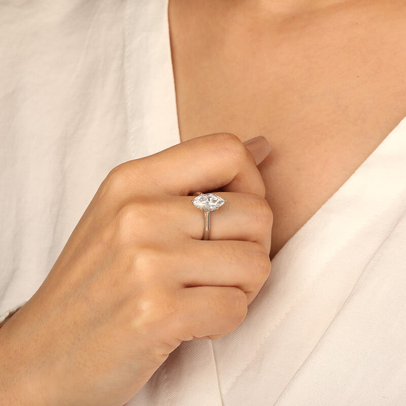 "Edge of Time" Marquise Cut Solitaire Engagement Ring