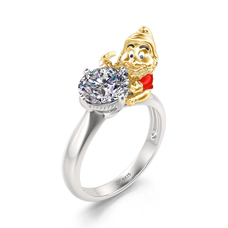 Jeulia Hug Me "Lovable Dwarf" Round Cut Sterling Silver Ring