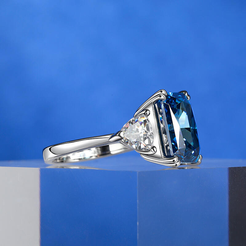 Jeulia Bague Trois pierres Coupe Émeraude Argent Sterling