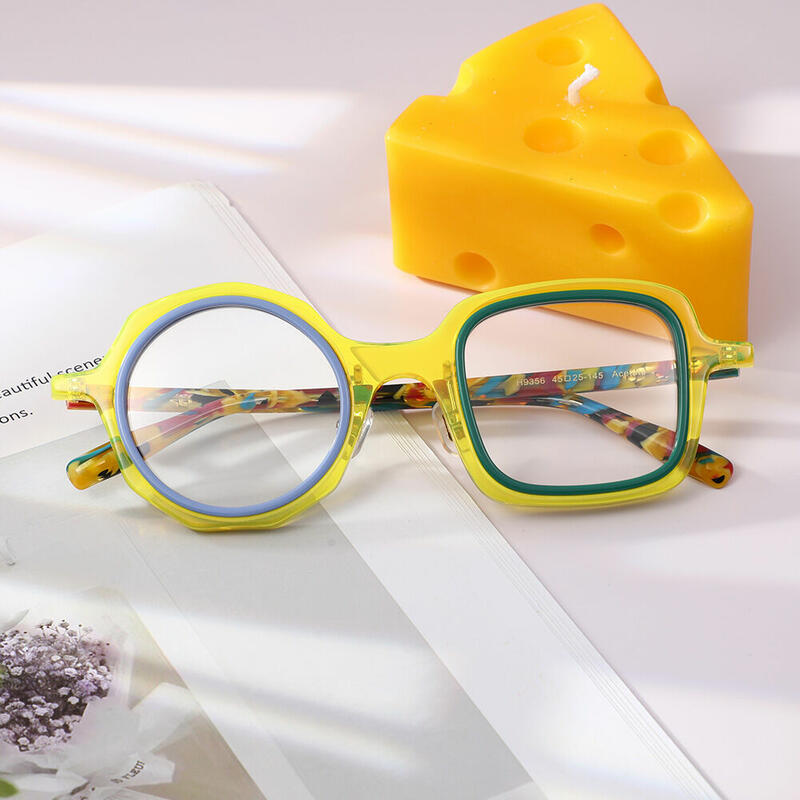 Lilli Square Round Yellow Glasses