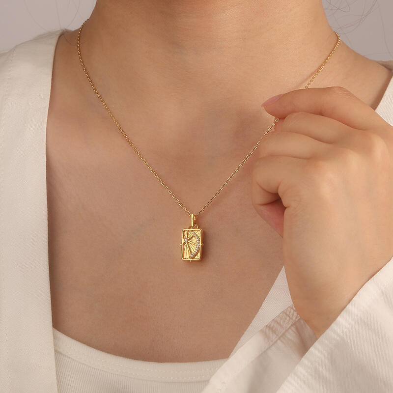 Jeulia サン・ムーン・スター カスタム写真ロケットネックレス