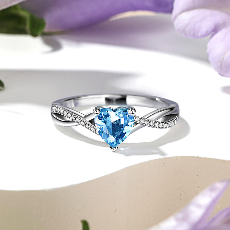 Jeulia Anillo 10K/14K/18K Personalizado de Plata de Ley con Corte de Corazón y Diseño de Torsión