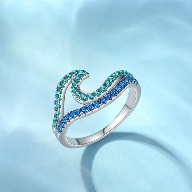 Gradient Blue Wave Promise Ring