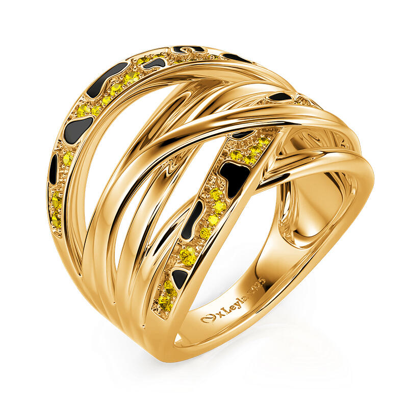 Jeulia x Leyla Anillo Entrelazado Sombra de Guepardo en Arena Movediza