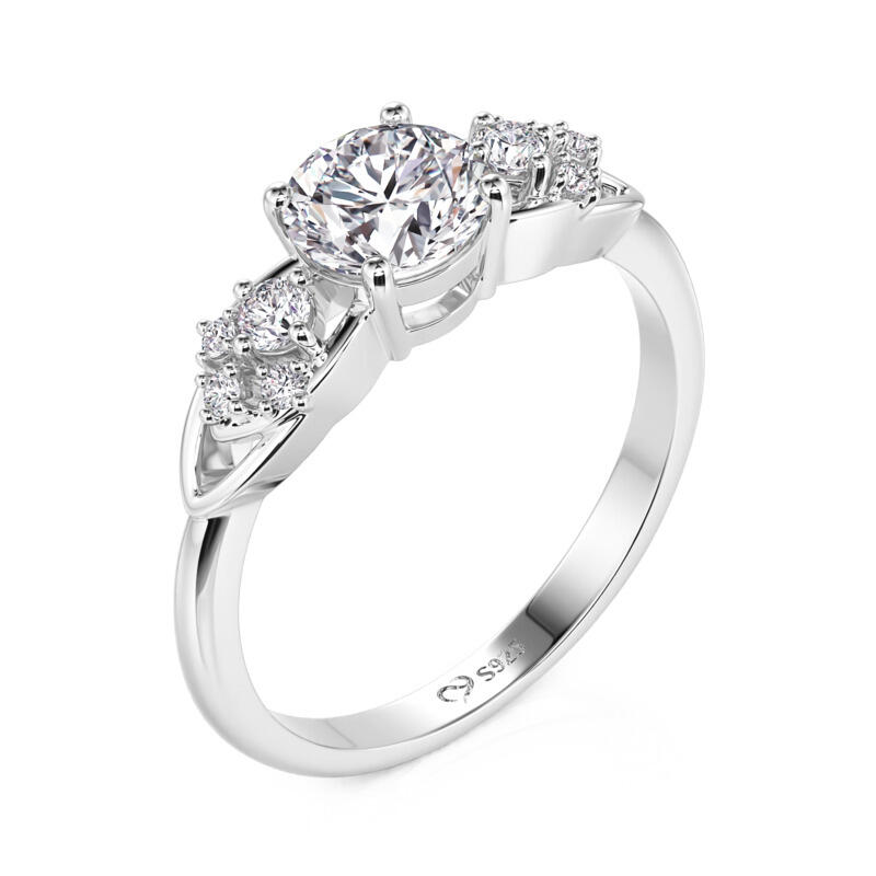 Jeulia Infinity Round Engagement Ring with Side Stones