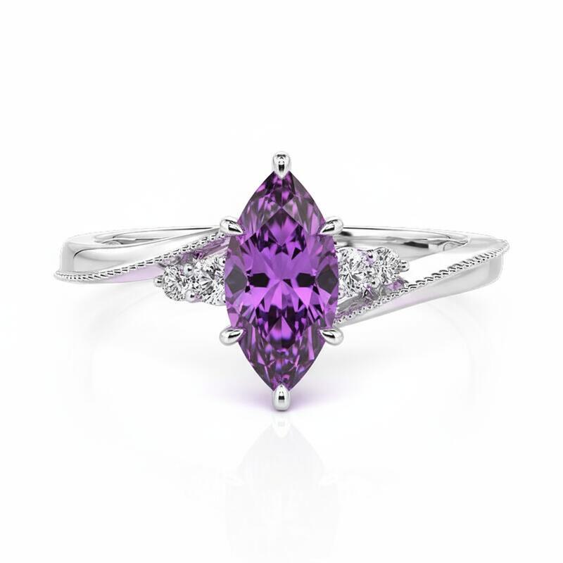 Jeulia Custom Marquise Cut Engagement Ring With Birthstone