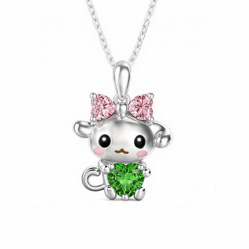 Jeulia Hug Me Custom Birthstone Cute Dog Pendant Necklace