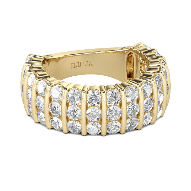 Jeulia Contemporary Design Round Cut Sterling Silver Women's Band